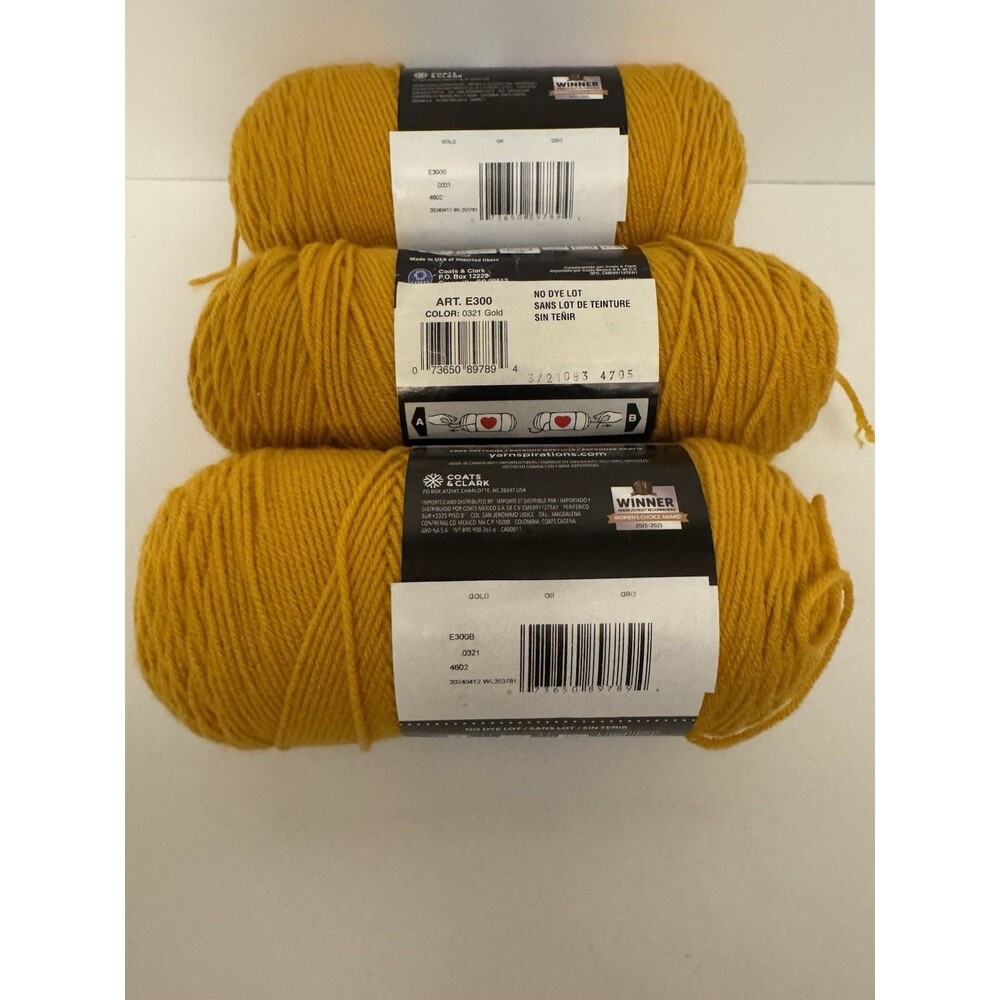 Heart Super Saver Yarn Saffron Gold 7 oz 364 Yds Lot of 3 Skeins Destash - Picture 2 of 5
